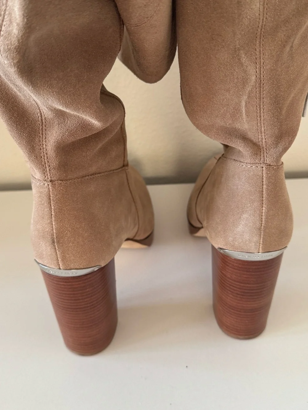 Michael Kors Regina Light Taupe Suede Knee High Boots Size